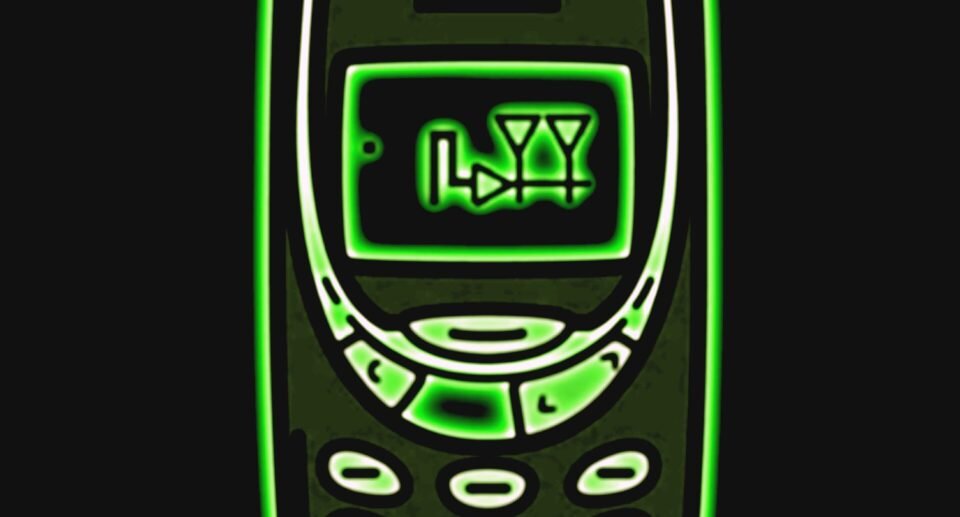 A classic Nokia mobile phone of the kind that came with the Snake game